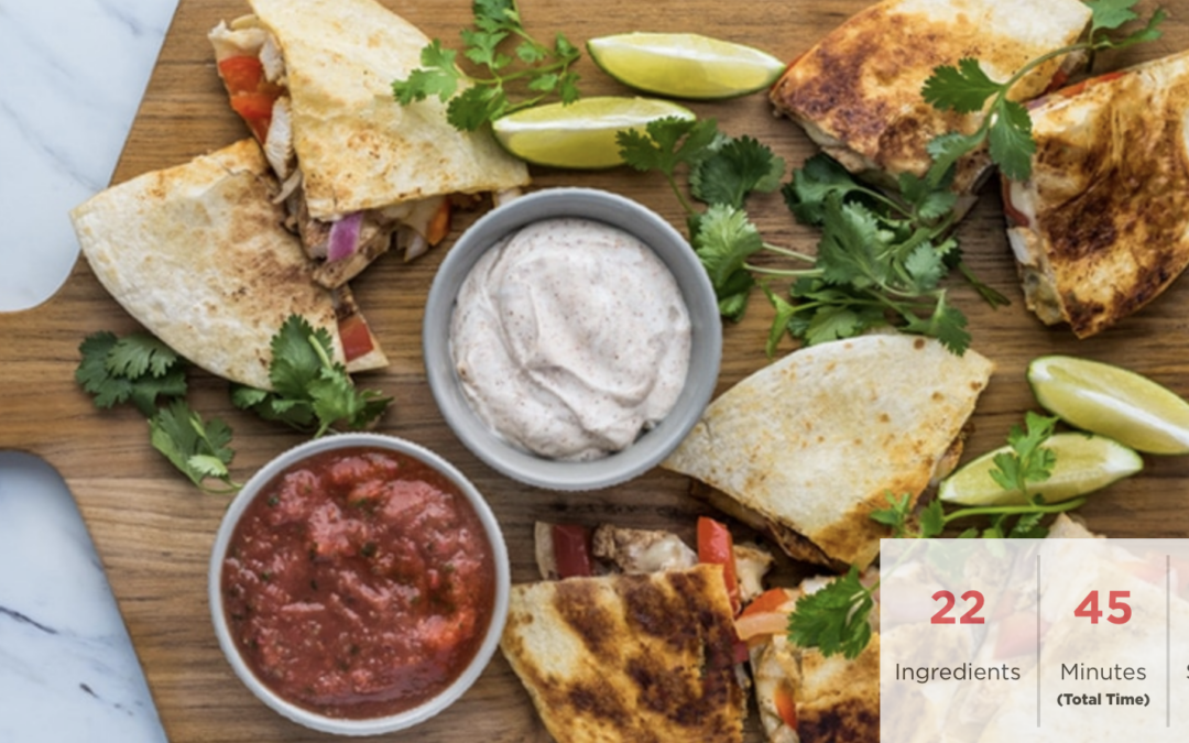 Chicken Quesadillas with Lime-Spiked Mayo & Spicy Blender Salsa