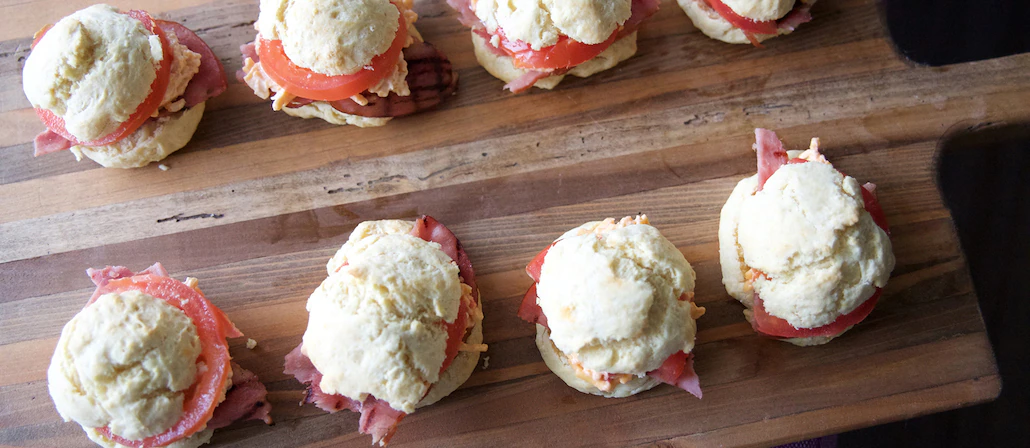 Buttermilk Biscuit Sandwich with Bacon, Tomato & Pimento Cheese